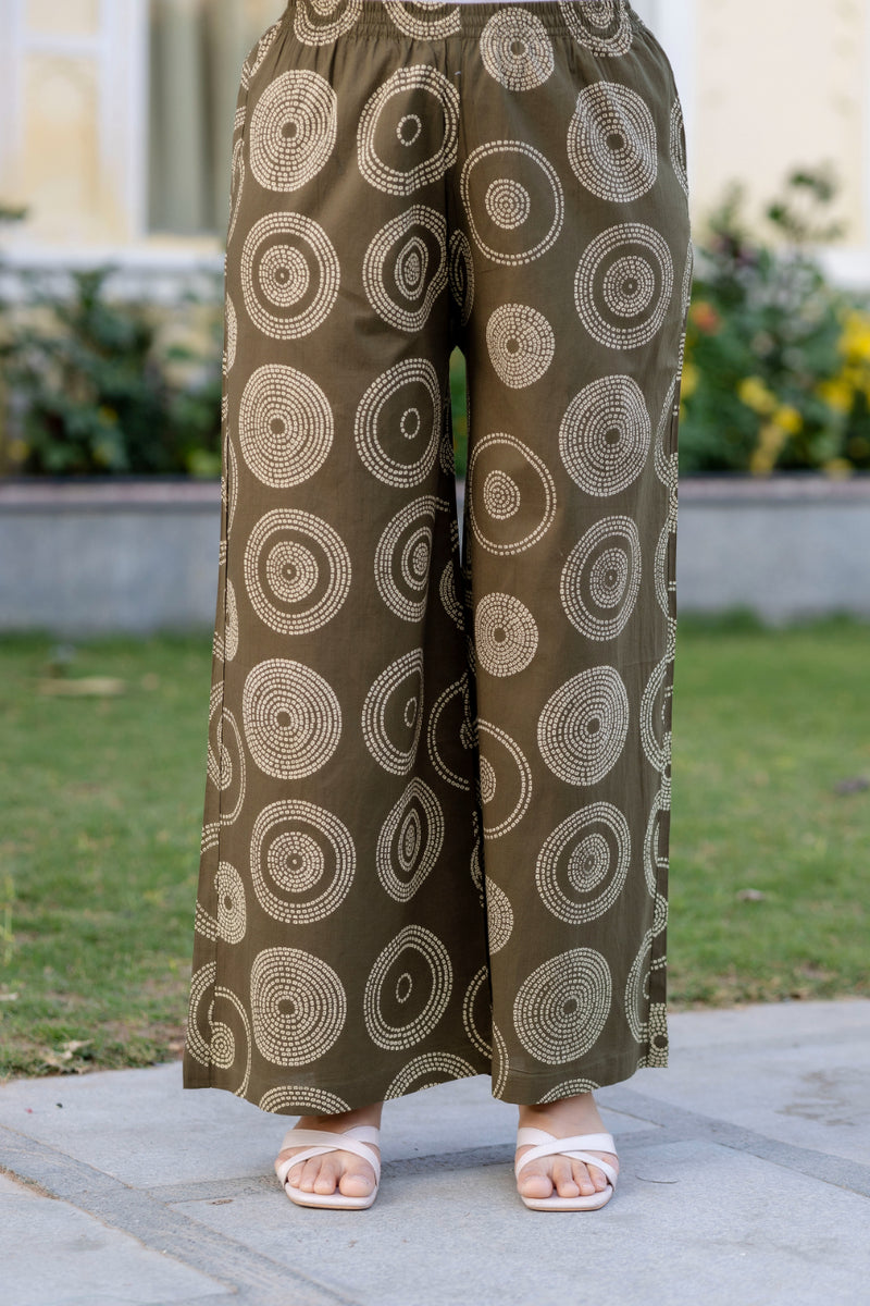 Cotton Aari work Kurta with Palazzo & Dupatta