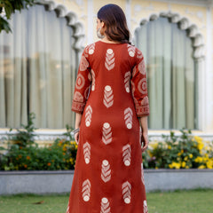 Cotton Aari work Kurta with Palazzo & Dupatta