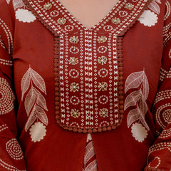 Cotton Aari work Kurta with Palazzo & Dupatta