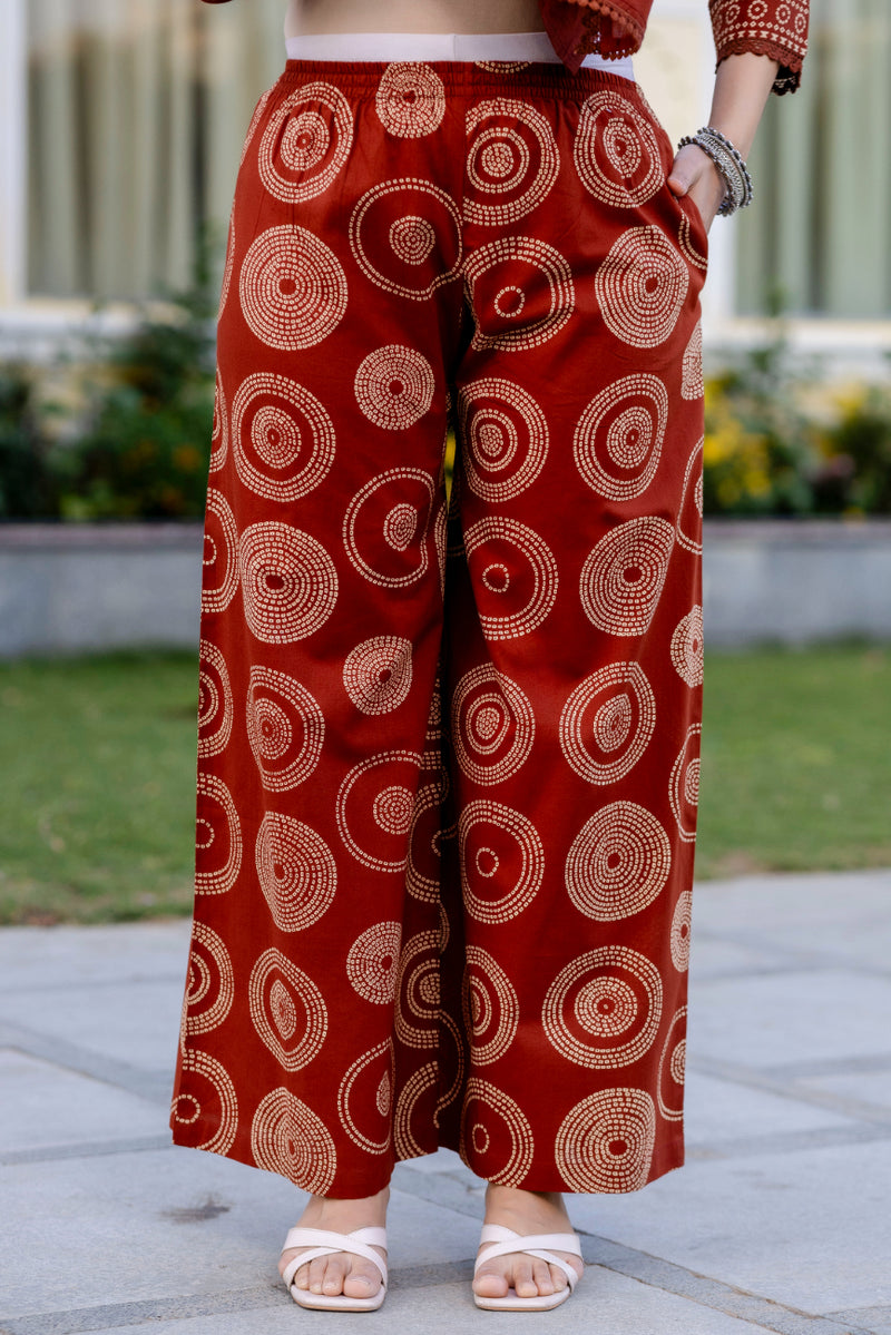 Cotton Aari work Kurta with Palazzo & Dupatta