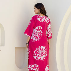 EthniFlair Floral Printed V Neck Straight Kurta & Trousers With Dupatta