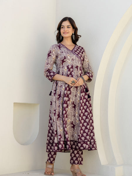 EthniFlair Floral Printed Kurta with Pyjama & Dupatta