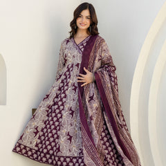 EthniFlair Floral Printed Kurta with Pyjama & Dupatta