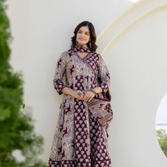 EthniFlair Floral Printed Kurta with Pyjama & Dupatta