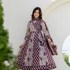 EthniFlair Floral Printed Kurta with Pyjama & Dupatta