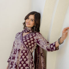EthniFlair Floral Printed Kurta with Pyjama & Dupatta