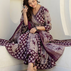 EthniFlair Floral Printed Kurta with Pyjama & Dupatta