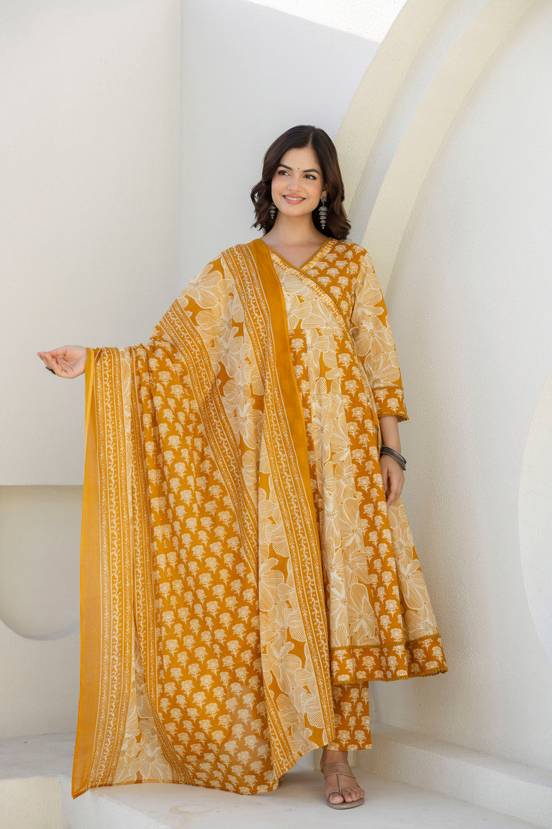 EthniFlair Floral Printed Kurta with Trousers & Dupatta