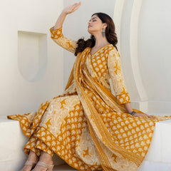 EthniFlair Floral Printed Kurta with Trousers & Dupatta