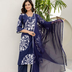 EthniFlair Floral Printed Kurta with Trousers & Dupatta