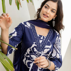 EthniFlair Floral Printed Kurta with Trousers & Dupatta