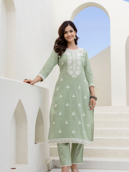 EthniFlair Ethnic Motifs Embroidered Thread Work Kurta Sets