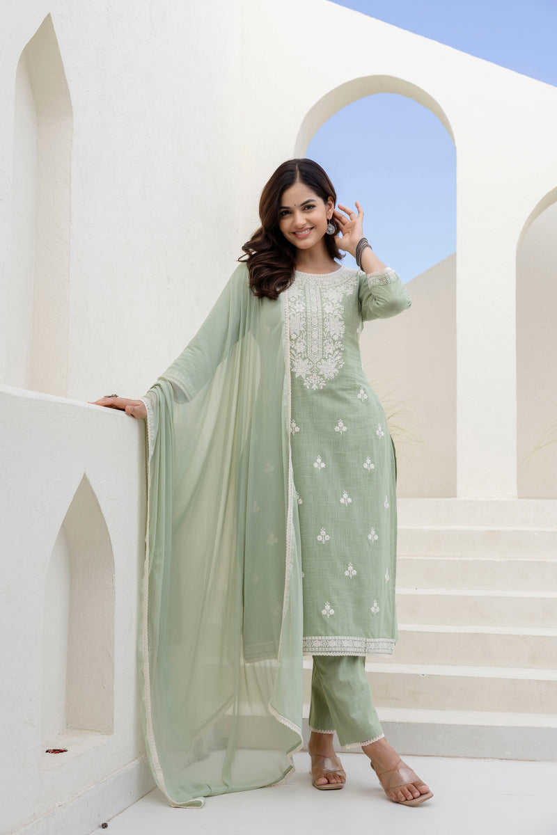 EthniFlair Ethnic Motifs Embroidered Thread Work Kurta Sets