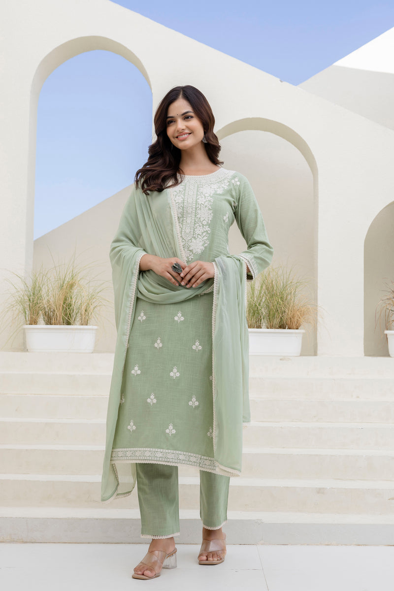 EthniFlair Ethnic Motifs Embroidered Thread Work Kurta Sets