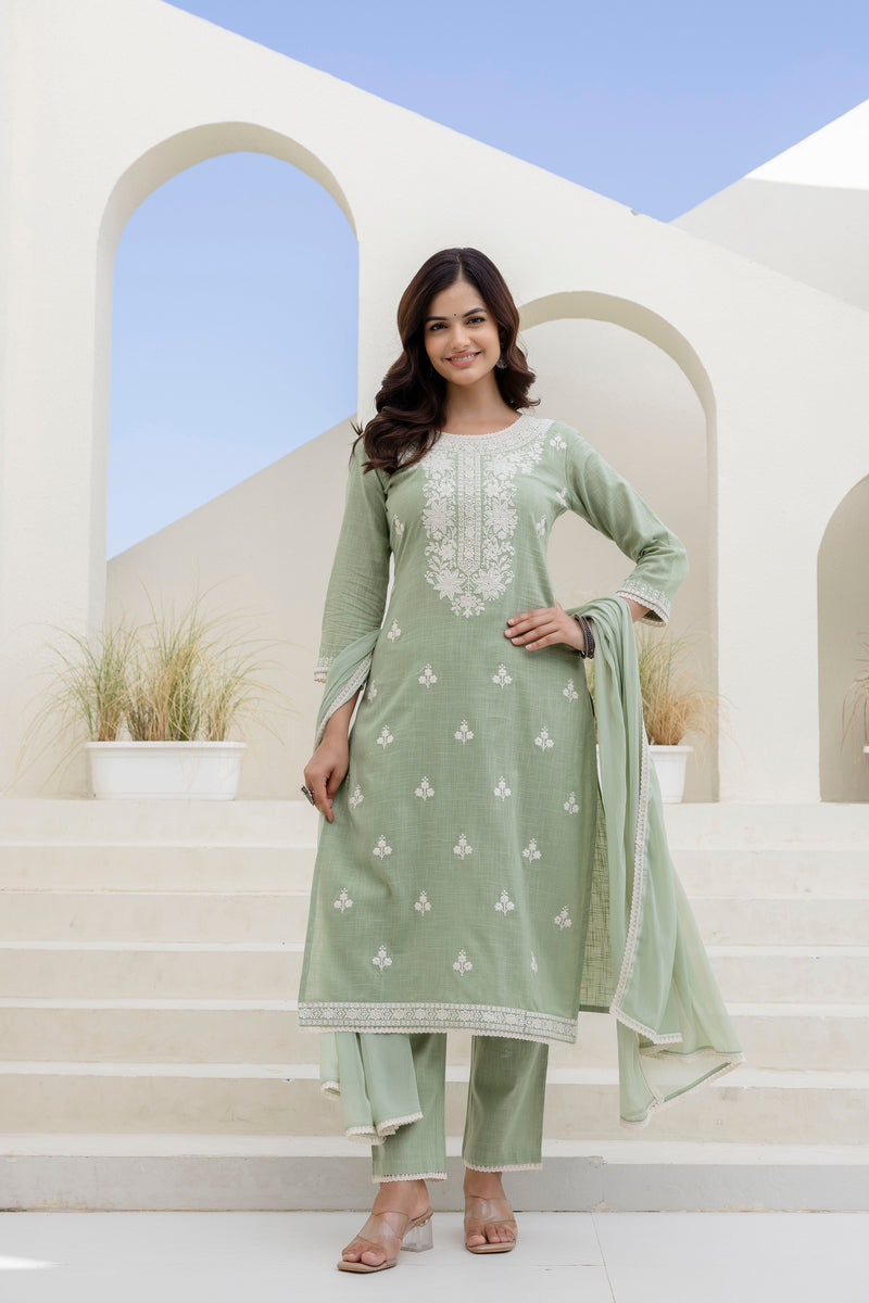 EthniFlair Ethnic Motifs Embroidered Thread Work Kurta Sets