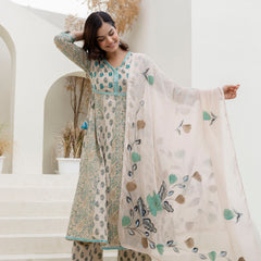 EthniFlair Floral Printed Kurta with Pyjama & Dupatta