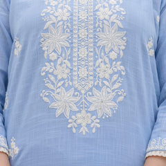 EthniFlair Floral Embroidered Kurta with Trousers & Dupatta