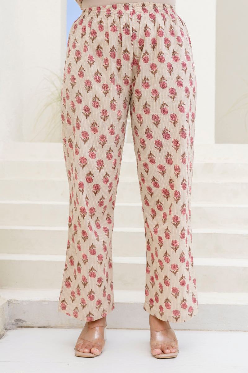 EthniFlair Floral Printed Mirror Work Anarkali Kurta With Trousers & Dupatta