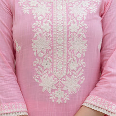 EthniFlair Floral Embroidered Kurta with Trousers & Dupatta