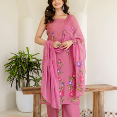 EthniFlair Floral Printed Kurta with Trousers & Dupatta