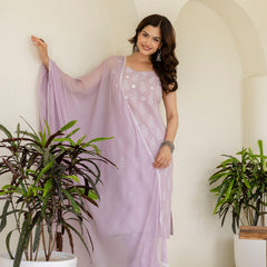 EthniFlair Floral Printed Shoulder Straps Kurta With Trousers & Dupatta