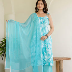 EthniFlair Floral Printed Kurta with Trousers & Dupatta