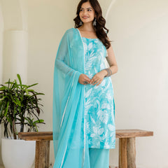 EthniFlair Floral Printed Kurta with Trousers & Dupatta