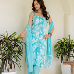 EthniFlair Floral Printed Kurta with Trousers & Dupatta
