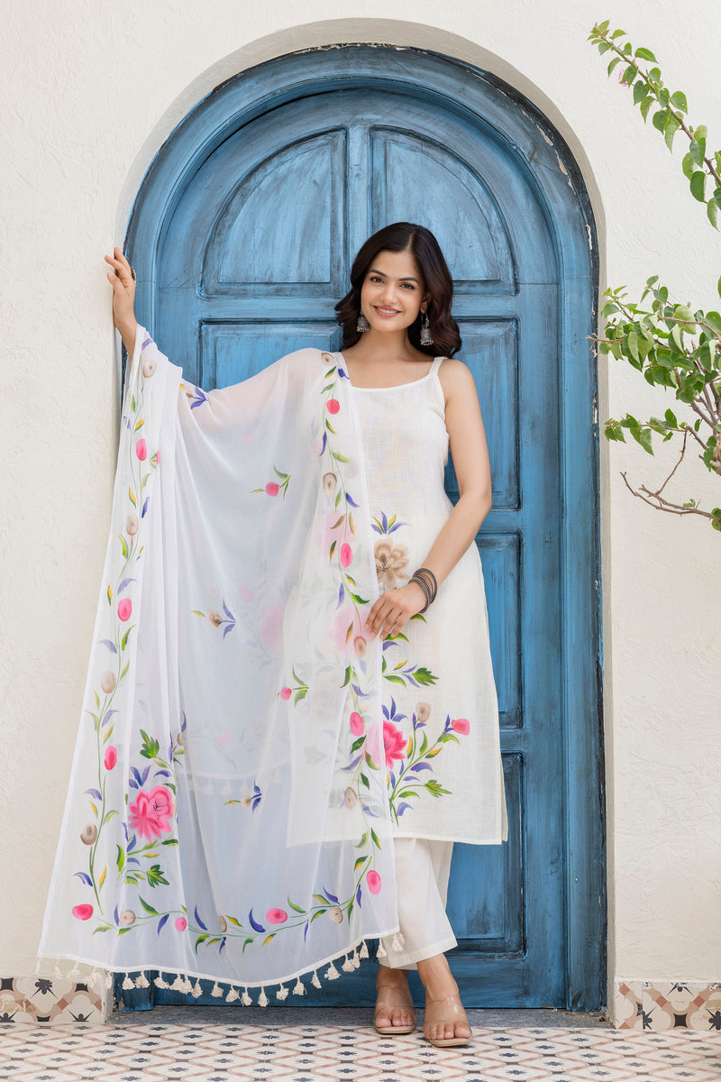 EthniFlair Floral Printed Kurta with Trousers & Dupatta