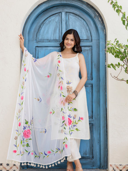 EthniFlair Floral Printed Kurta with Trousers & Dupatta
