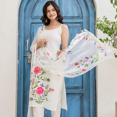 EthniFlair Floral Printed Kurta with Trousers & Dupatta