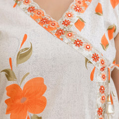 EthniFlair Floral Printed Mirror Work Straight Kurta With Trousers & Dupatta