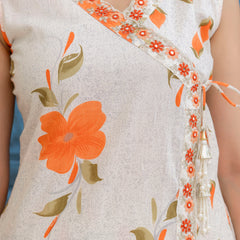 EthniFlair Floral Printed Mirror Work Straight Kurta With Trousers & Dupatta