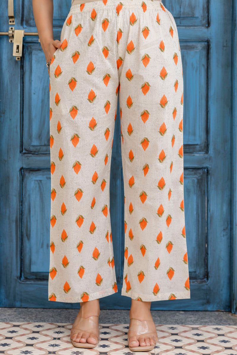 EthniFlair Floral Printed Mirror Work Straight Kurta With Trousers & Dupatta