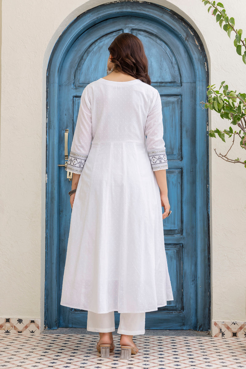 EthniFlair Floral Embroidered Kurta with Trousers & Dupatta