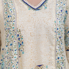 EthniFlair Floral Printed V-Neck A-Line Kurta With Trousers & Dupatta