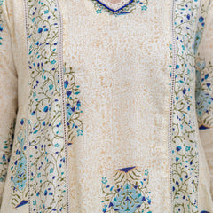 EthniFlair Floral Printed V-Neck A-Line Kurta With Trousers & Dupatta