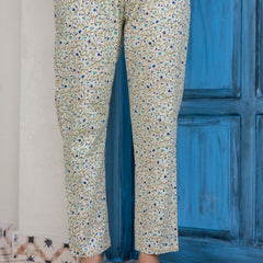 EthniFlair Floral Printed V-Neck A-Line Kurta With Trousers & Dupatta