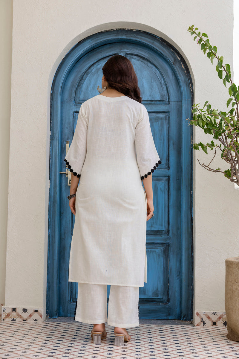 EthniFlair Woven Design Embroidered Kurta with Palazzos & Dupatta