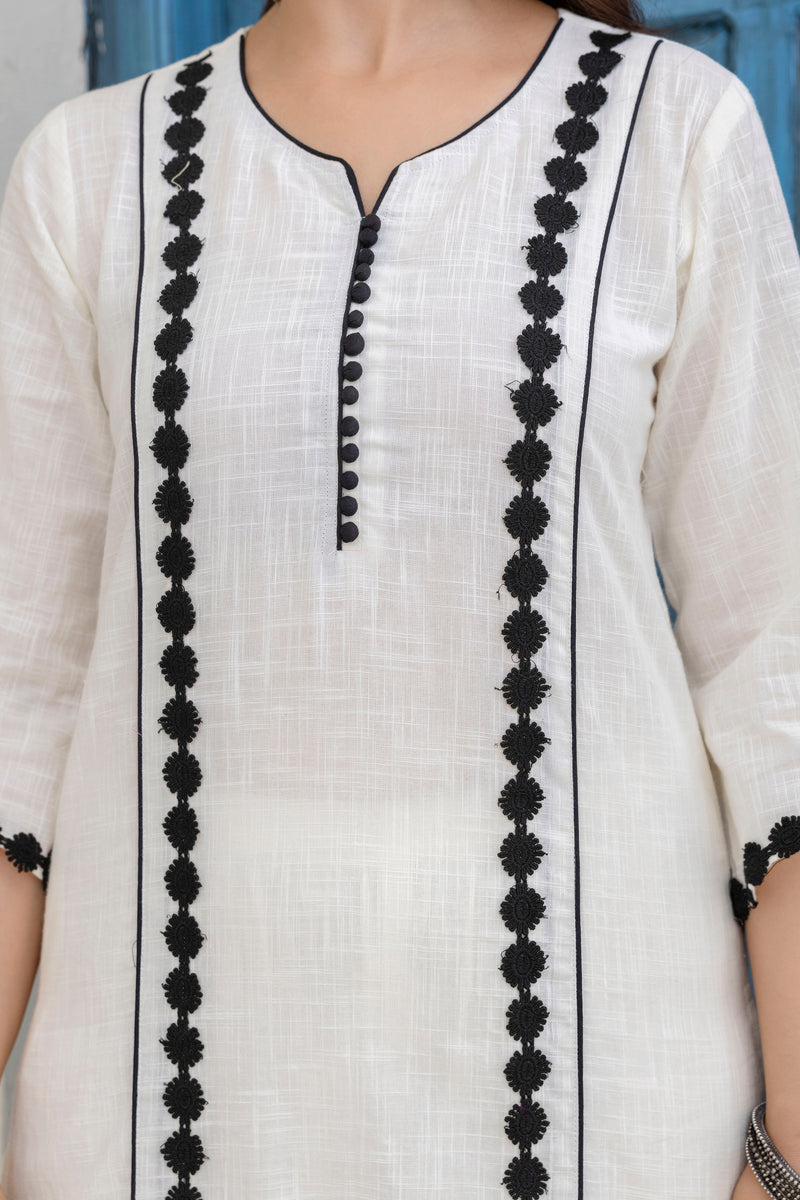 EthniFlair Woven Design Embroidered Kurta with Palazzos & Dupatta