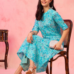 EthniFlair Floral Printed Mandarin Collar Kurta with Palazzos