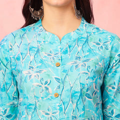 EthniFlair Floral Printed Mandarin Collar Kurta with Palazzos