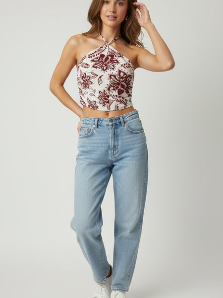 Women Cotton Printed halter neck top
