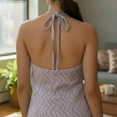 Cotton Chevron Lavender Halter neck Kurti