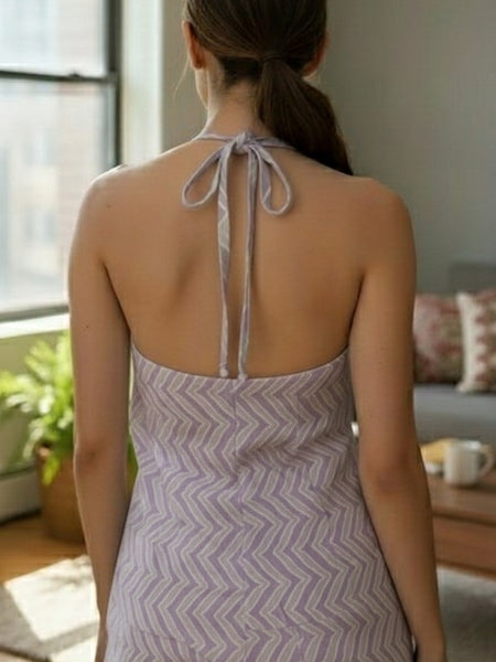 Cotton Chevron Lavender Halter neck Kurti