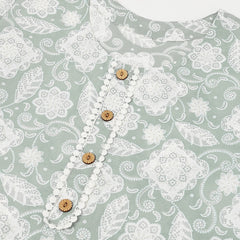 EthniFlair Floral Printed Round Neck Straight Kurta