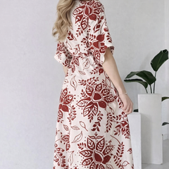 EthniFlair Floral Print Wrap Midi Dress