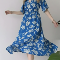 EthniFlair Floral Print Wrap Midi Dress