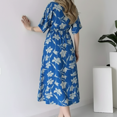 EthniFlair Floral Print Wrap Midi Dress
