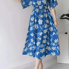 EthniFlair Floral Print Wrap Midi Dress